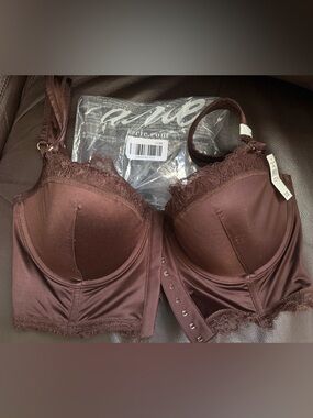 Aerie Show Off Shine Corset Balconette Bra in Brown